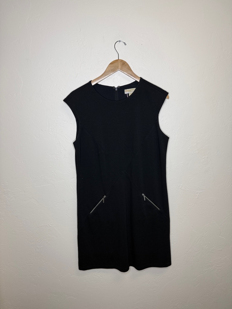 Michael Kors Black Sleeveless Zip-Pocket Shift Dress
